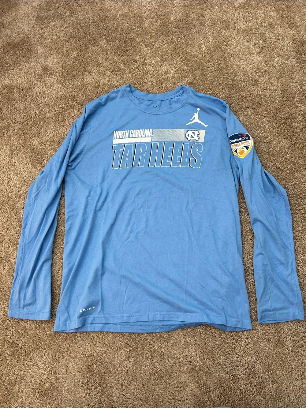 Jordan UNC Tar Heels Men’s L Carolina Blue Orange Bowl Long-Sleeve T-Shirt